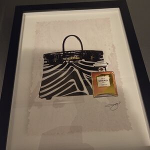 Hobby Lobby Black and White Art Print with Gold Accents